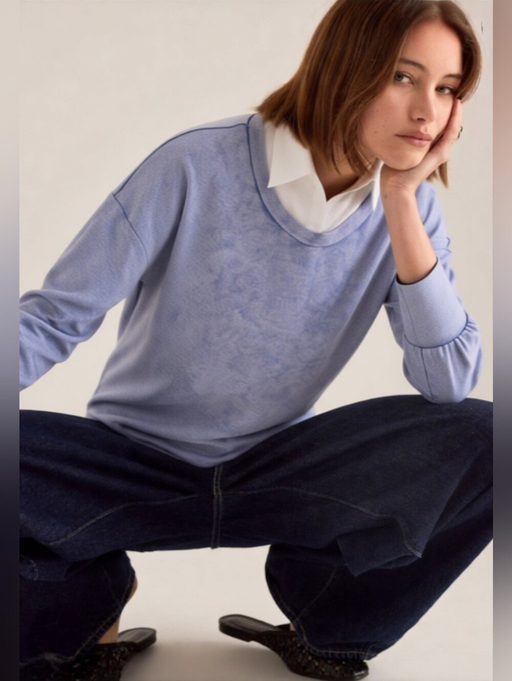 NWT VENUS Soft Blue Twofer Scoop Neck Top